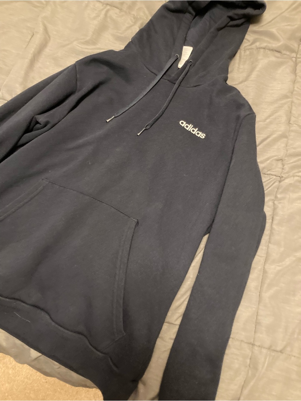 adidas Navy Blue Pullover Hoodie with Logo